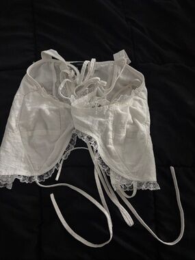 Forever 21 White Lace-Trim Bustier Bandeau